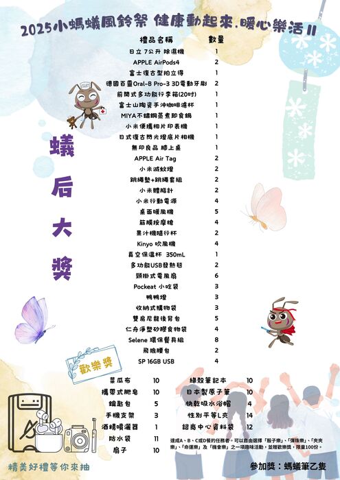 2025小螞蟻暖心樂活II健康護照【 風鈴祭】『蟻后獎品』底呷拉!宣傳海報圖片