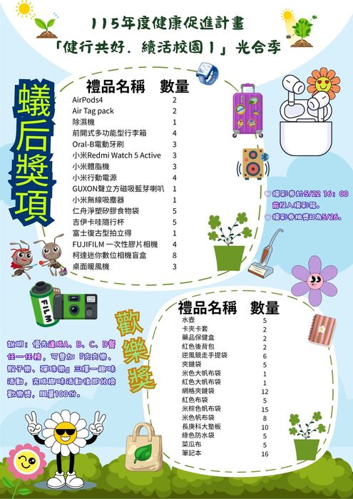 2026「健行共好、續活校園I」【光合季】『蟻后獎品』底呷拉!